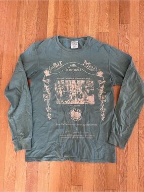 Sit With Me Green Long Sleeve Graphic Tee